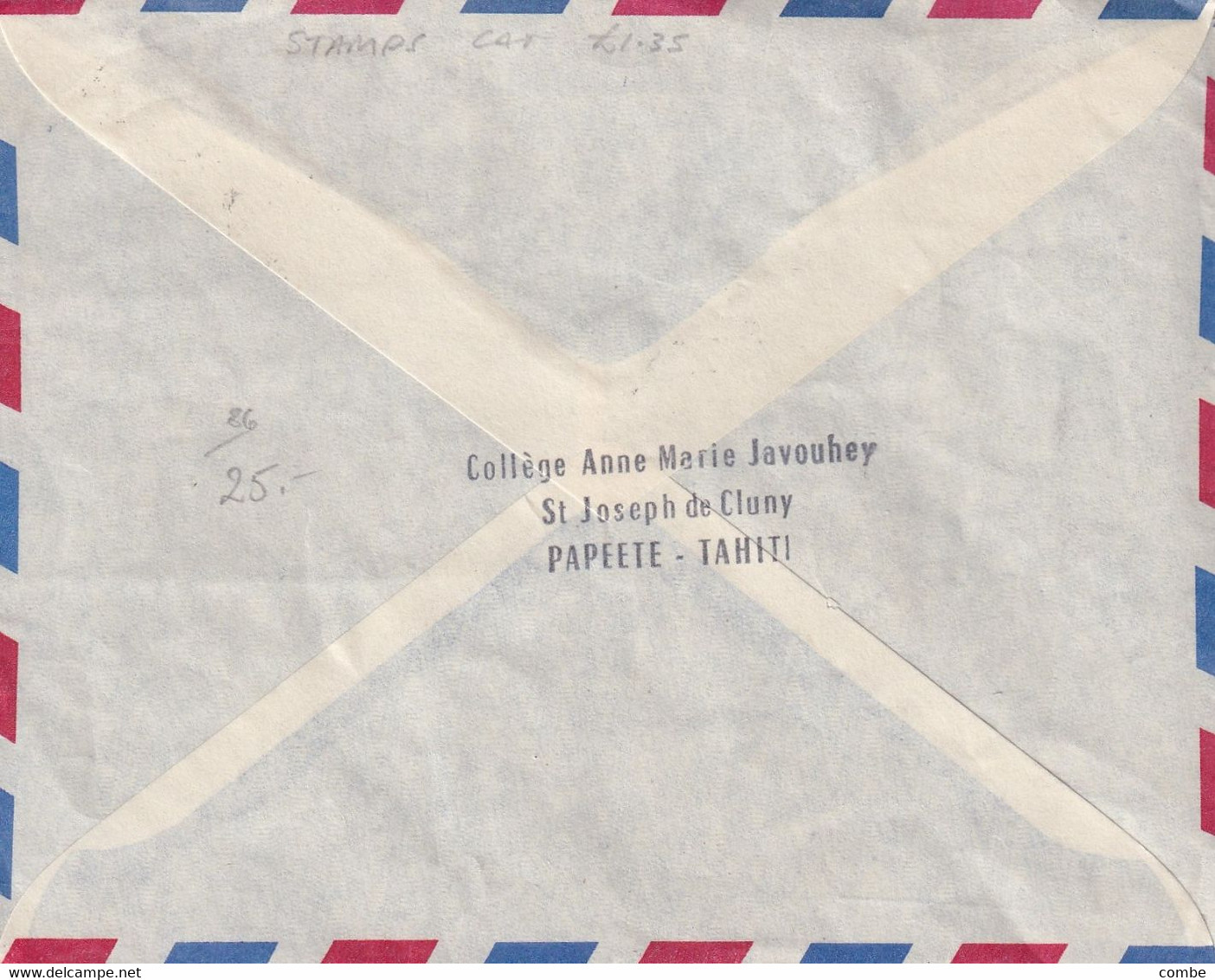 LETTRE. POLYNESIE. 1959. PAR AVION. COLLEGE ANNE MARIE JAVOUHEY. PAPEETE. TAHITI - Briefe U. Dokumente