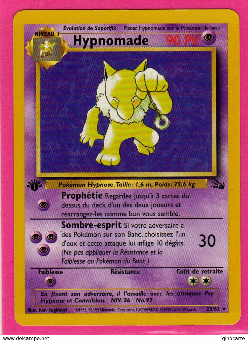 Carte Pokemon Francaise 1995 Wizards Fossile 23/62 Hypnomade 90pv Neuve 1 Edition - Wizards