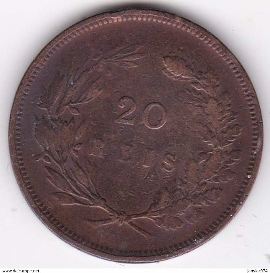 Portugal 20 Reis 1891 , Carlos I,  En Bronze , KM# 533 - Portugal