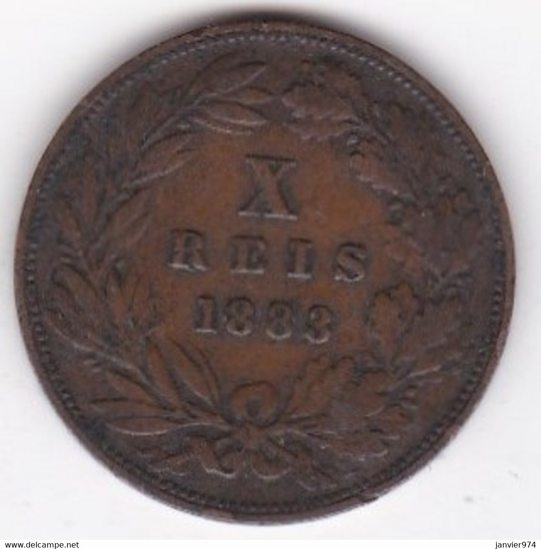 Portugal 10 Reis 1883 , Luiz I,  En Bronze , KM# 526 - Portugal