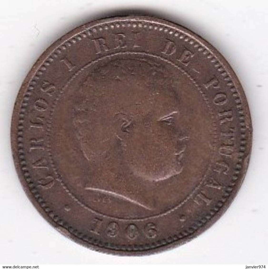 Portugal 5 Reis 1906 , Carlos I,  En Bronze , KM# 530 - Portugal