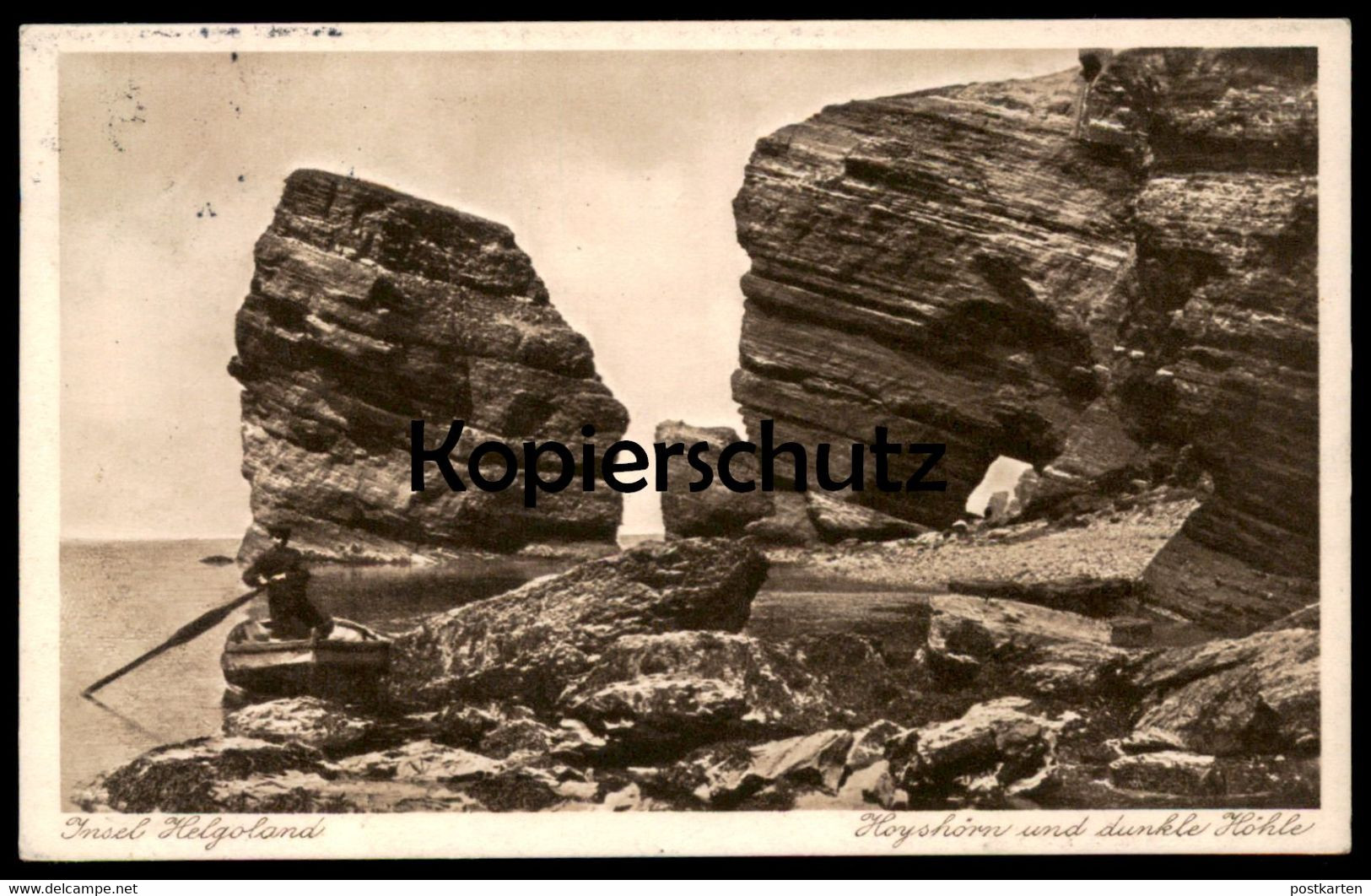 ALTE POSTKARTE NORDSEEBAD INSEL HELGOLAND HOYSHÖRN UND DUNKLE HÖHLE Fischerboot Boot Ansichtskarte AK Cpa Postcard - Helgoland