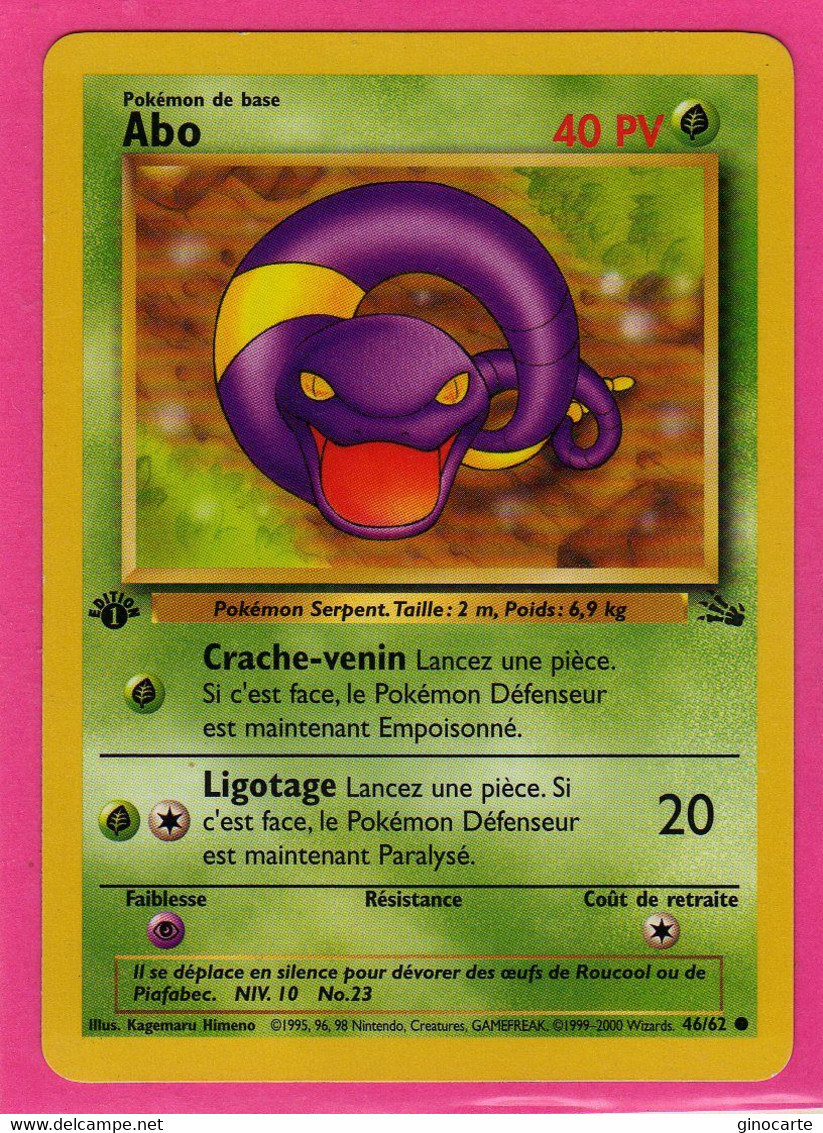 Carte Pokemon Francaise 1995 Wizards Fossile 46/62 Abo 40pv Edition 1 Neuve - Wizards