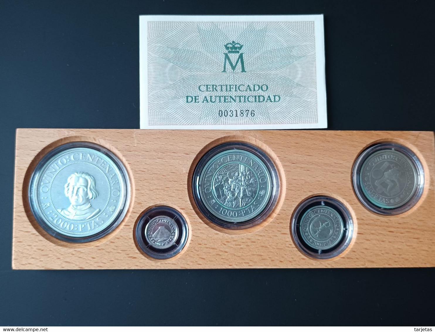 COLECCION DE 5 MONEDAS DE PLATA SERIE I - AÑO 1989 MATE - 500 AÑOS DEL DESCUBRIMIENTO DE AMERICA (COIN) SILVER-ARGENT - Mint Sets & Proof Sets