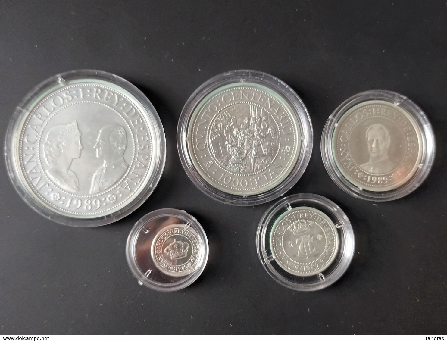 COLECCION DE 5 MONEDAS DE PLATA SERIE I - AÑO 1989 MATE - 500 AÑOS DEL DESCUBRIMIENTO DE AMERICA (COIN) SILVER-ARGENT - Ongebruikte Sets & Proefsets