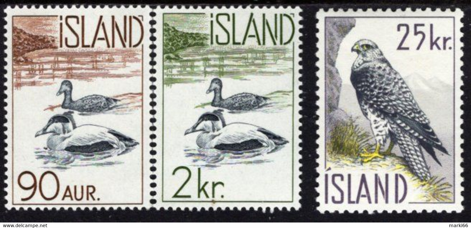 Iceland - 1959-1960 - Fauna - Common Eider And Gyrfalcon - Mint Definitive Stamp Set - Nuevos