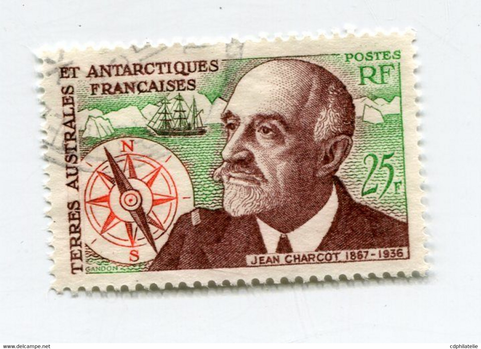T. A. A. F. N°19 OBLITERE 25e ANNIVERSAIRE DE LA DISPARITION EN MER DU COMMANDANT CHARCOT - Used Stamps