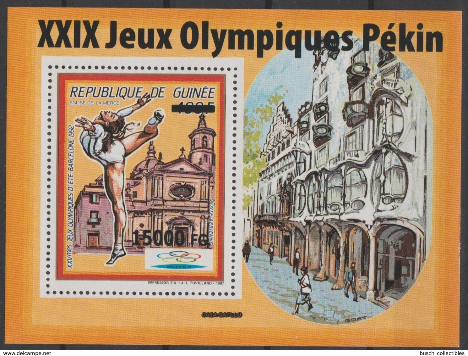 Guinée Guinea 2008 Mi. Bl. 1639 Surchargé Overprint Olympic Games Barcelona 1992 Beijing Pekin Jeux Olympiques 2008 - Zomer 1992: Barcelona