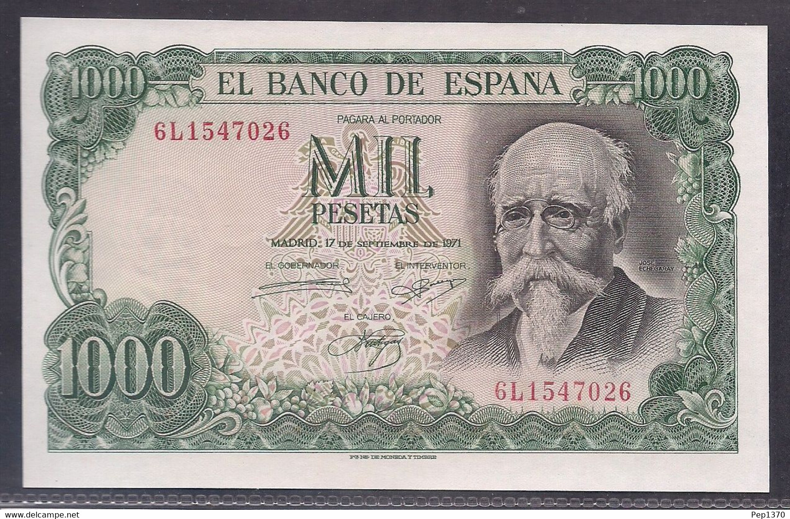 ESPAÑA - BILLETE DE 1000 PESETAS DE 1971 - SIN CIRCULAR - JOSE ECHEGARAY - 1000 Peseten