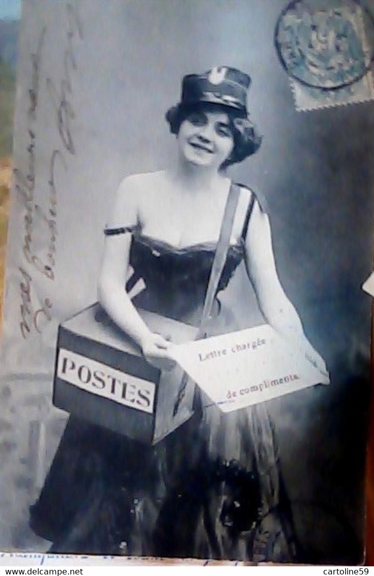 Girl Ragazza June Fille POSTINA FACTRICE POSTES LETTRE CHARGEE ...DE COMPLIMENTS   VB1905 JF8336 - Poste & Facteurs