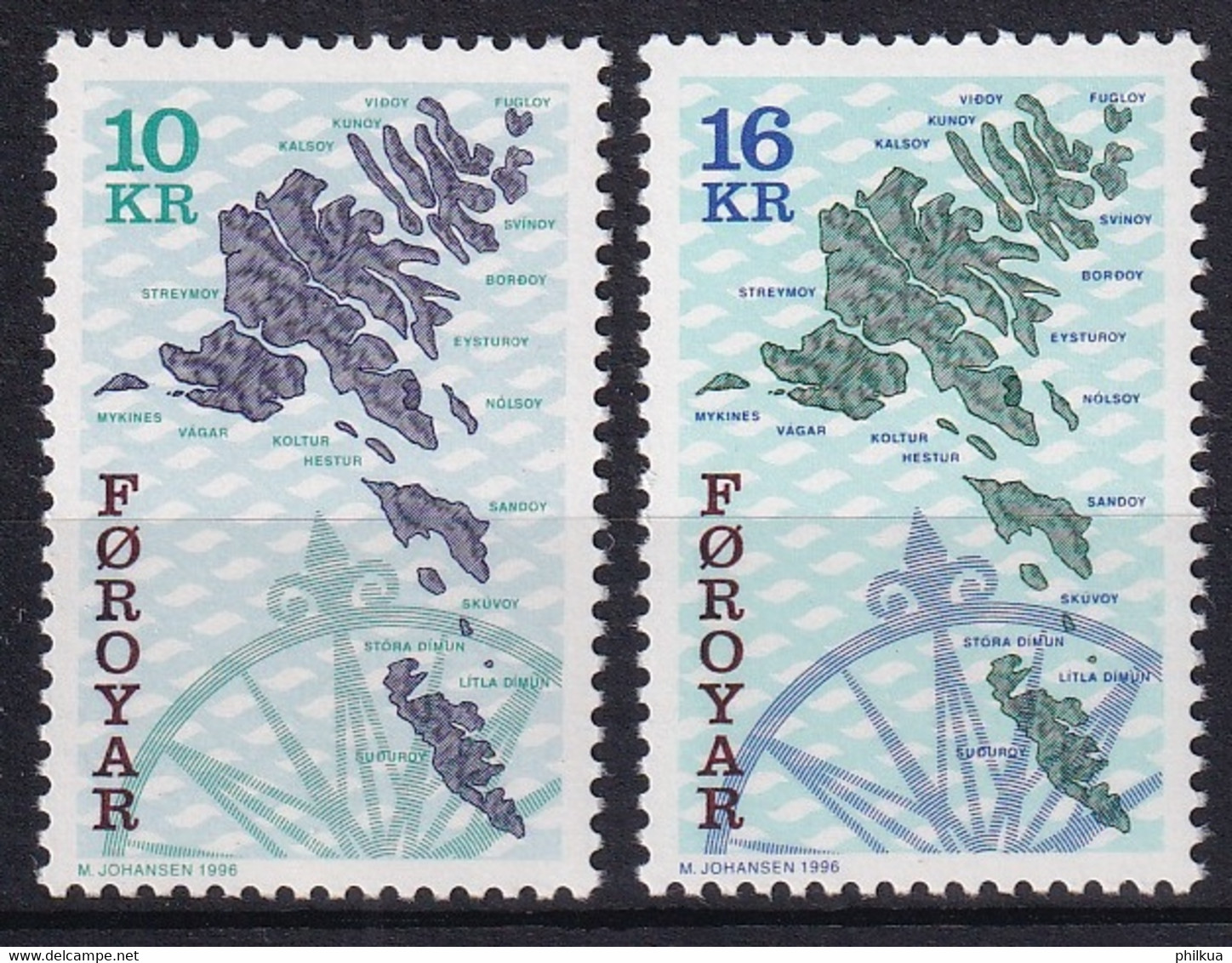 MiNr. 303 - 304 Dänemark Färöer 1996, 7. Juni. Freimarken: Landkarte  Postfrisch/**/MNH - Féroé (Iles)