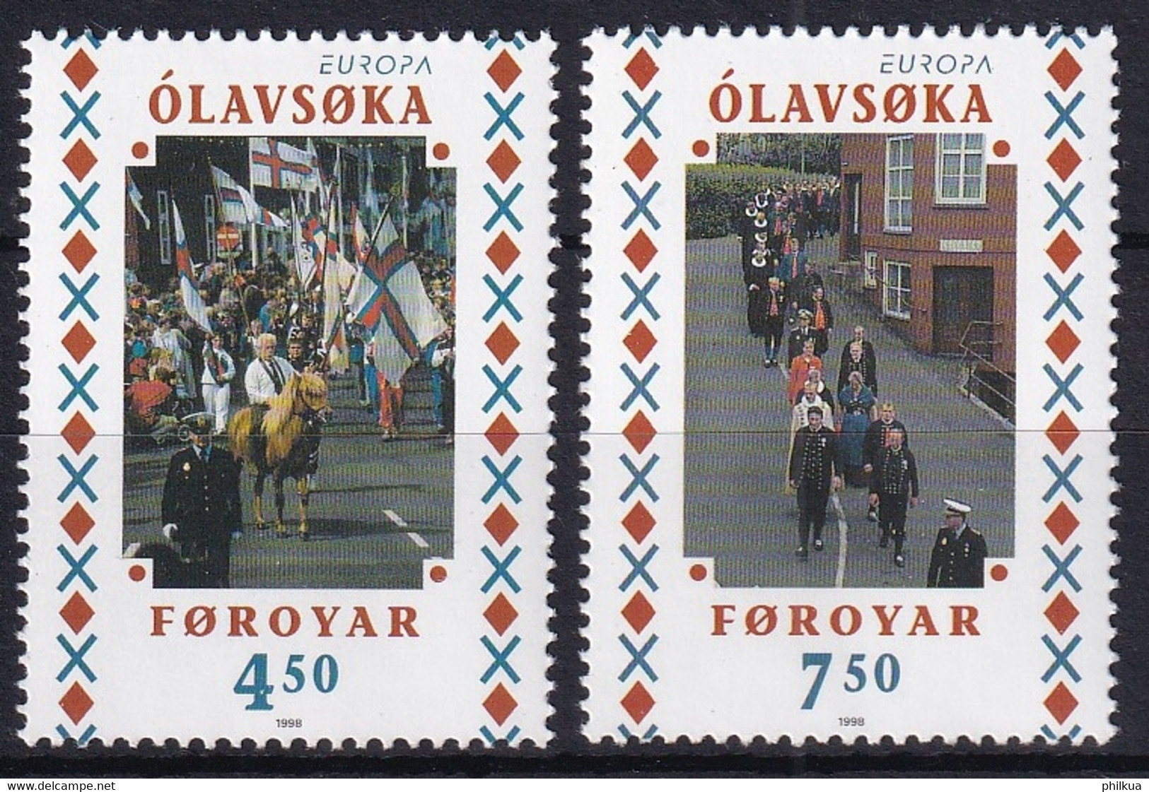 MiNr. 338 - 339 Dänemark Färöer 1998, 18. Mai. Europa: Nationale Feste Und Feiertage  Postfrisch/**/MNH - Féroé (Iles)