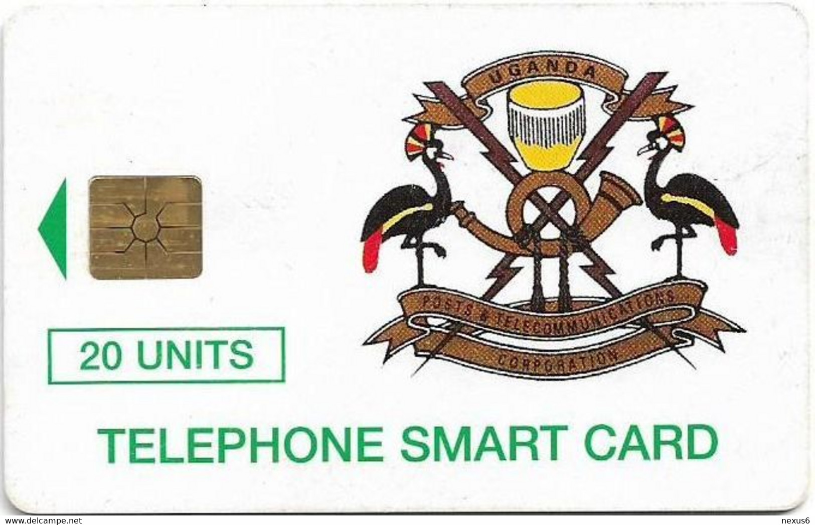 Uganda - UPTC - Telecom Logo 20, Gem1B Not Symmetr. White/Gold, 20U, 30.000ex, Used - Uganda