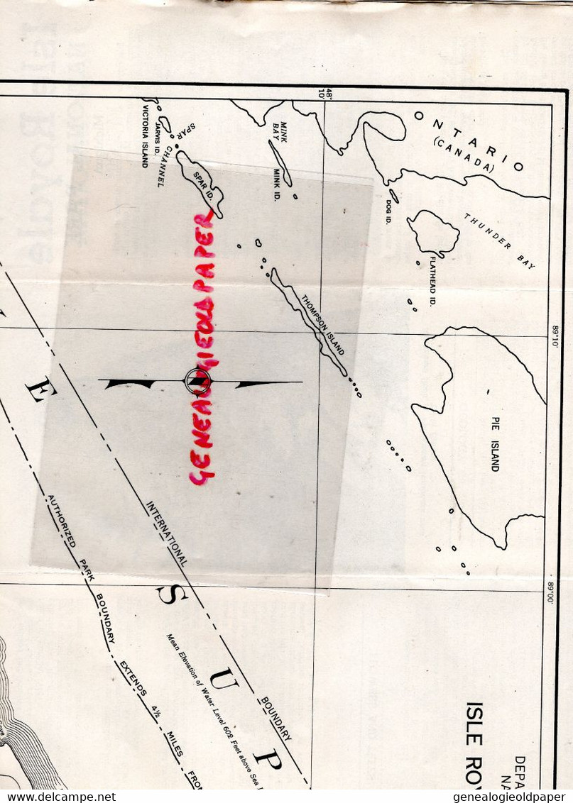 AMERIQUE ETATS UNIS -RARE DEPLIANT TOURISTIQUE ISLE ROYALE NATIONAL PARL-MICHIGAN DRURY DIRECTOR- - Dépliants Touristiques