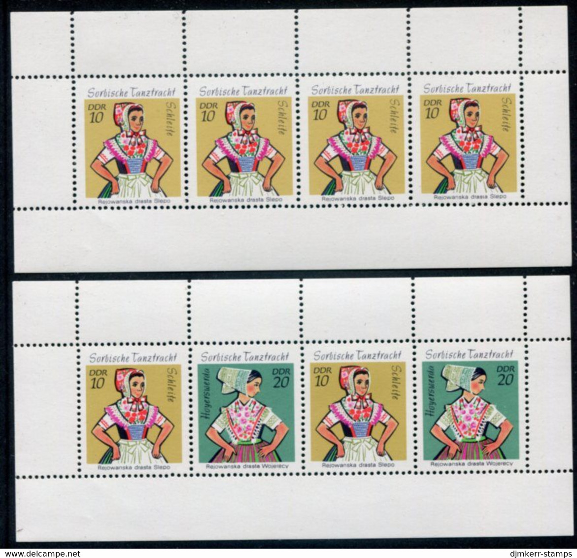 DDR / E. GERMANY 1971 Sorbian Costumes Booklet Panes MNH / **.  Michel 1723-24 (H-Blatt 12-13) - Unused Stamps