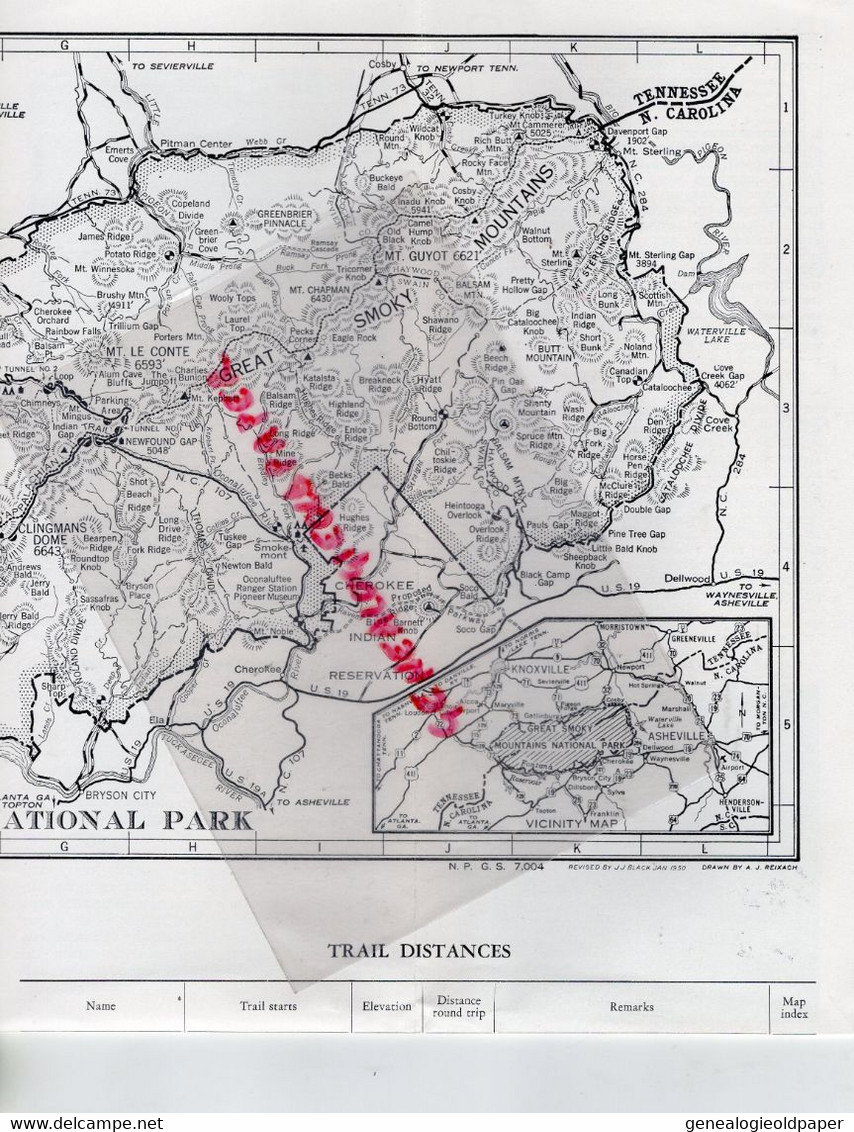 AMERIQUE ETATS UNIS -RARE DEPLIANT TOURISTIQUE GREAT SMOKY MOUNTAINS NATIONAL PARK-TENNESSEE NORTH CALIFORNIA-