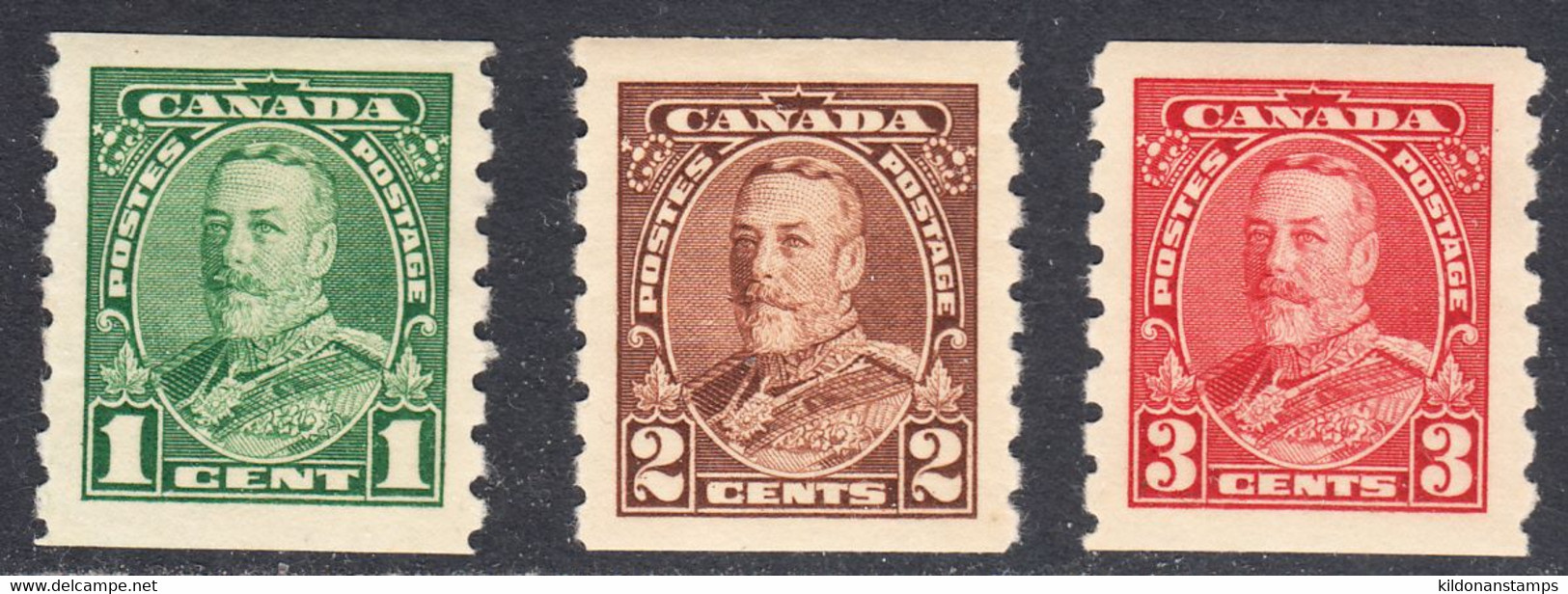 Canada 1935 Coils, Mint Mounted, Sc# 228-230, SG 352-354, - Ongebruikt