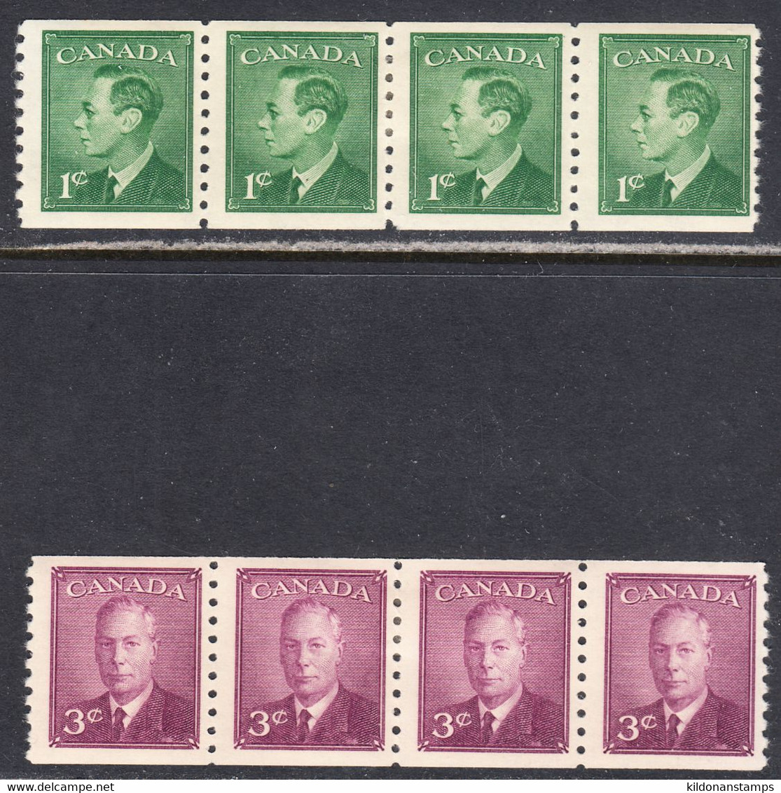 Canada 1949 Coils, Mint No Hinge/ Mounted(middle 2 Stamps), Sc# 295-296, SG - Markenrollen