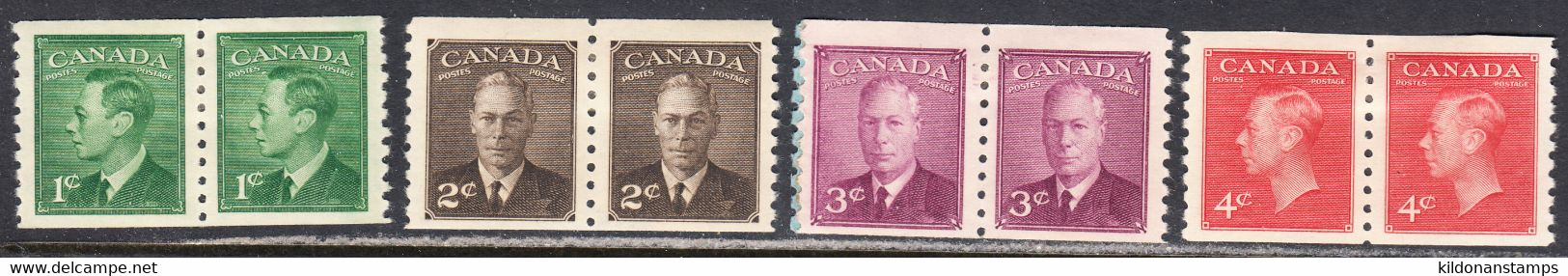 Canada 1949 Coils, Mint Mounted, Sc# 297-300, SG - Roulettes