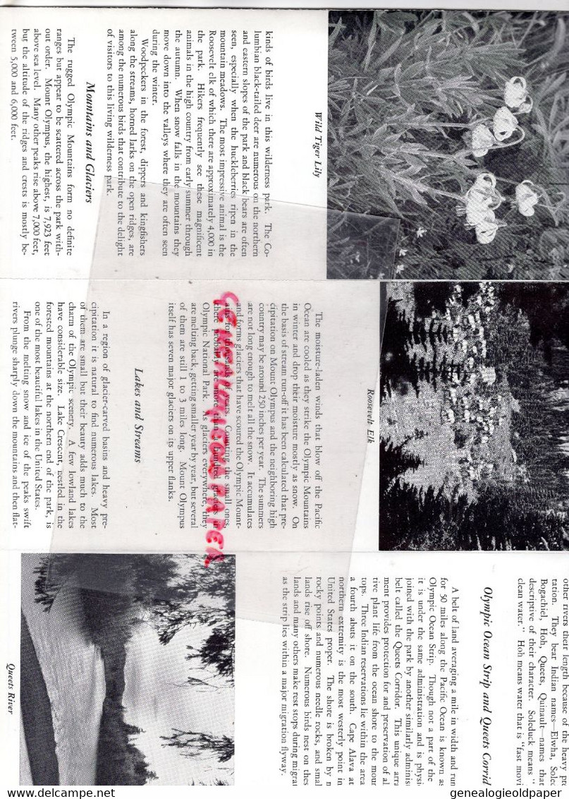 AMERIQUE ETATS UNIS -RARE DEPLIANT TOURISTIQUE OLYMPIC NATIONAL PARK- WASHINGTON -DRURY DIRECTOR 1949 - Toeristische Brochures