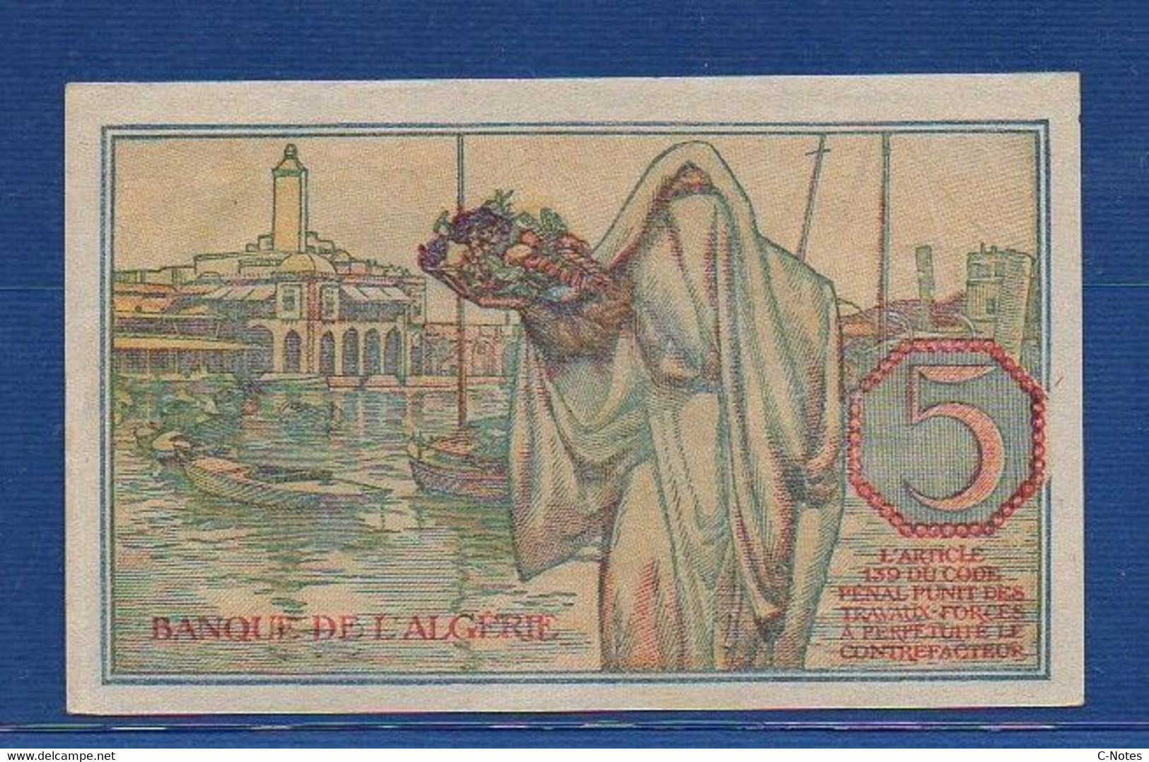 ALGERIA - P. 94b – 5 Francs 1944 AUNC,  Serie W.1010 970 - Algeria