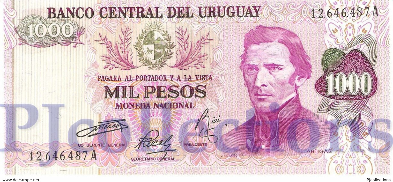 URUGUAY 1000 PESOS 1974 PICK 52 AUNC - Uruguay