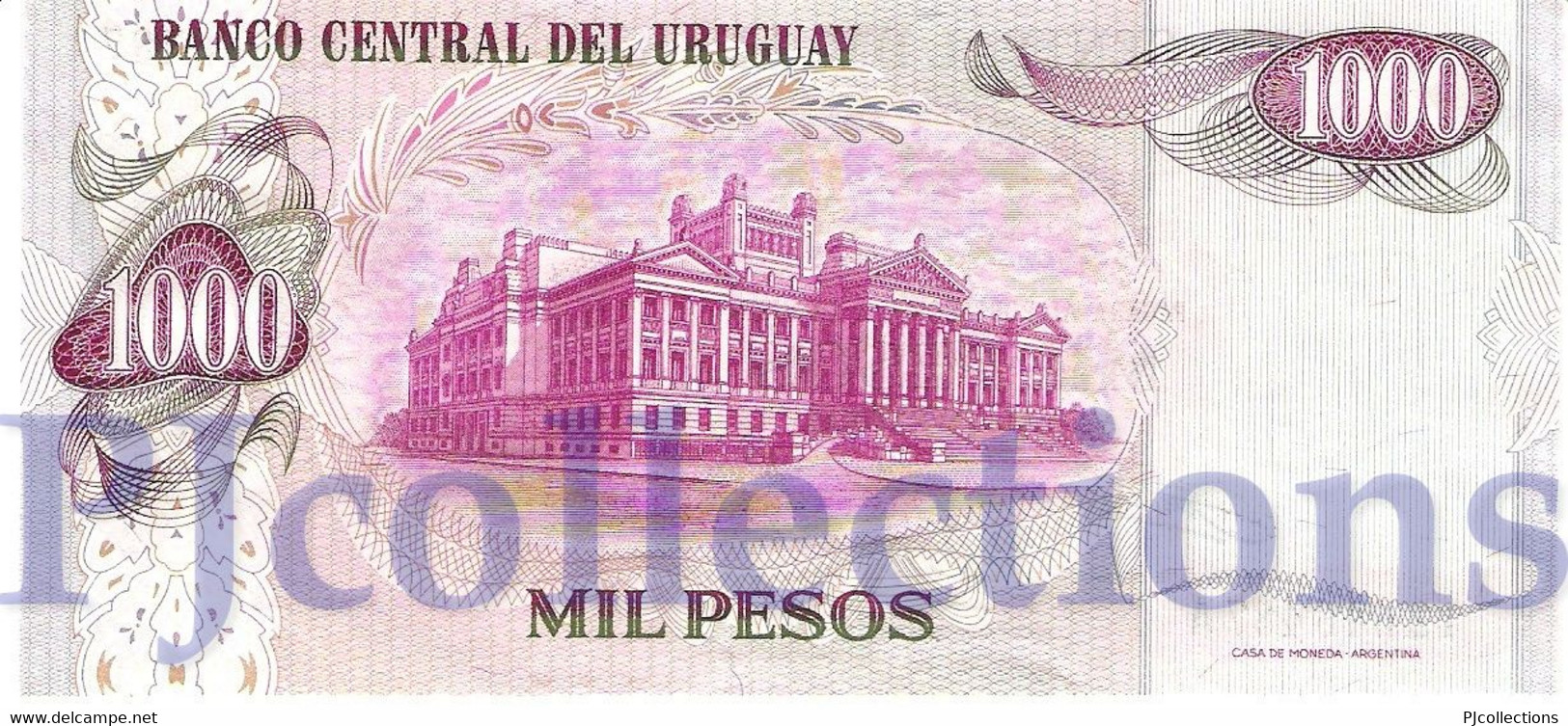 URUGUAY 1000 PESOS 1974 PICK 52 AUNC - Uruguay