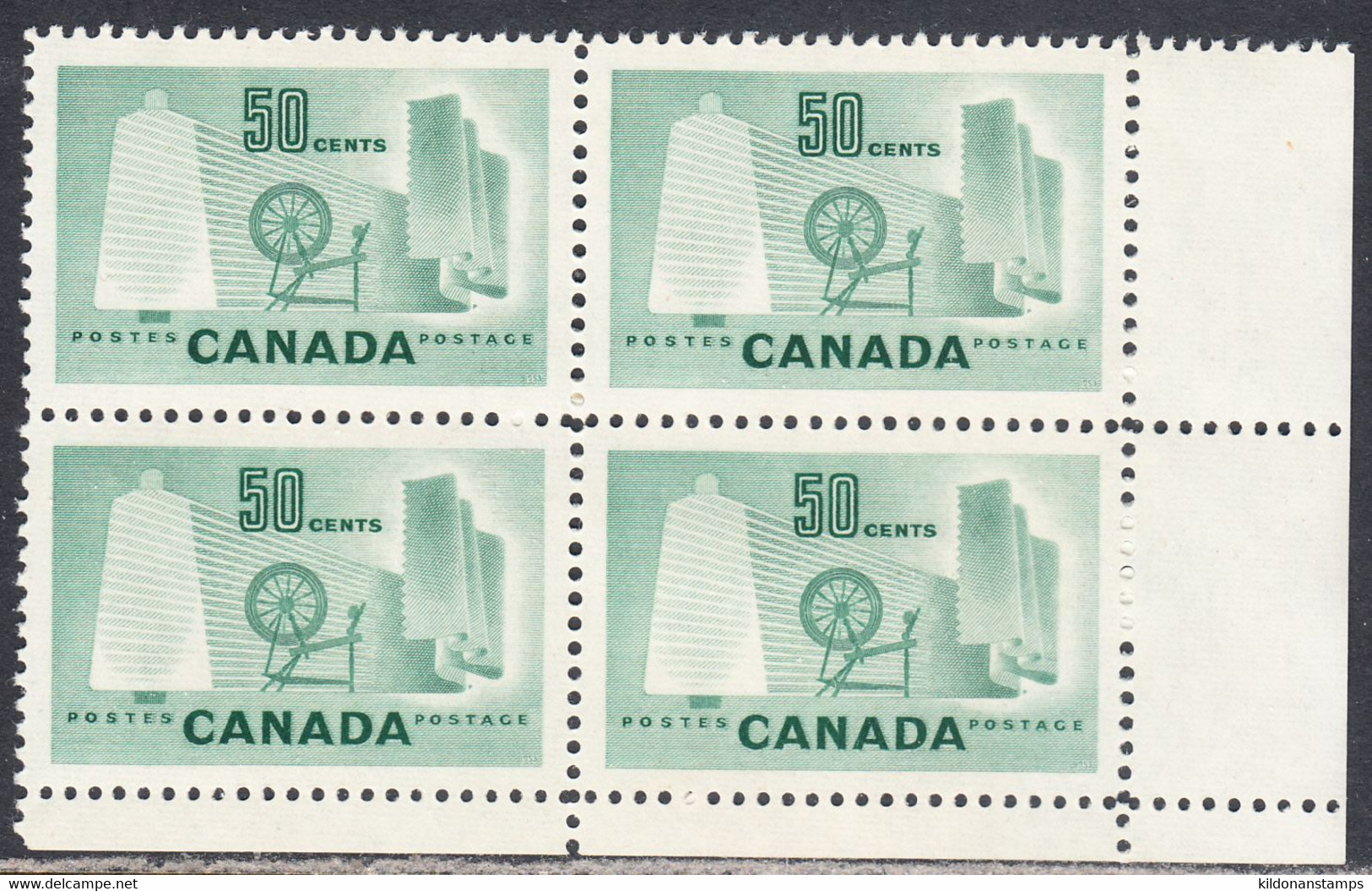 Canada 1953 Mint No Hinge, Block, Sc# 334, SG - Nuovi