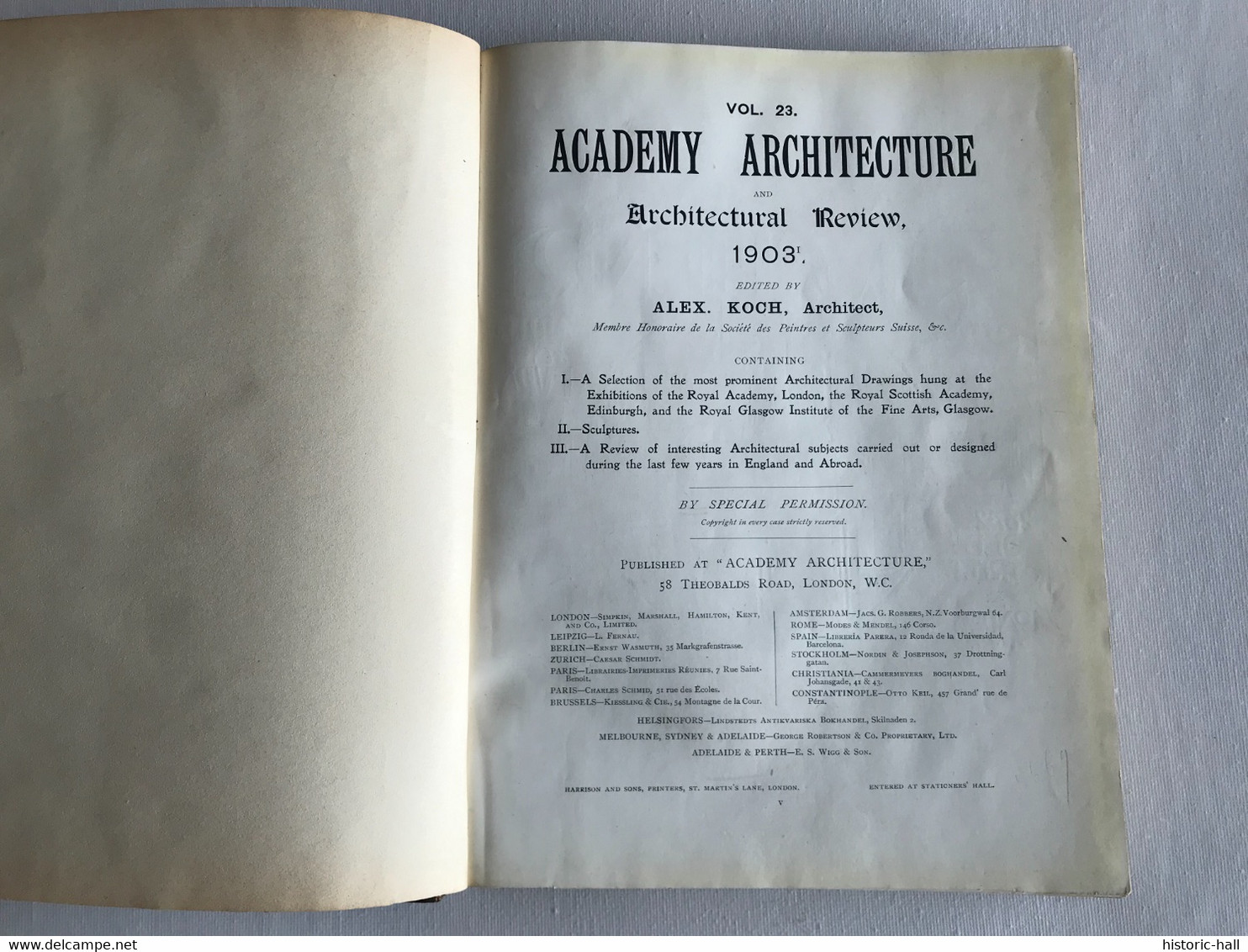 ACADEMY ARCHITECTURE & Architectural Review - Vol 23 & 24 - 1903 - Alexander KOCH - Arquitectura