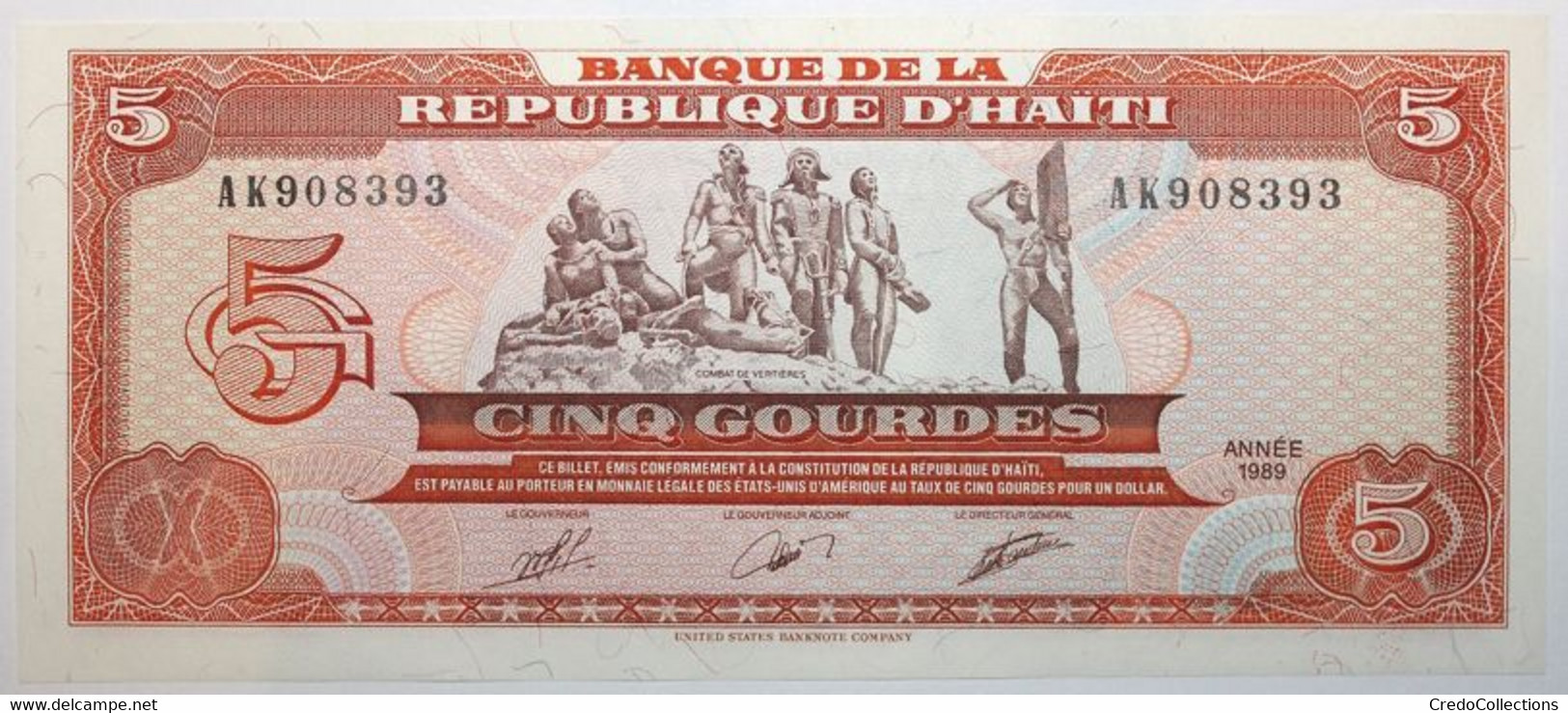 Haïti - 5 Gourdes - 1989 - PICK 255a.2 - NEUF - Haiti