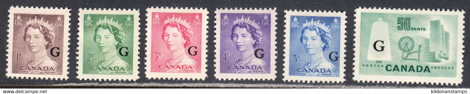 Canada 1953 Official, Mint Mounted, Sc# O33-O38a, SG - Overprinted