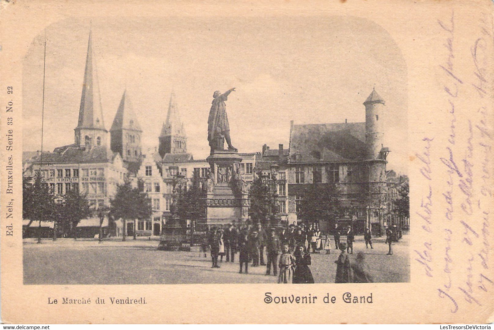 BELGIQUE - Souvenir De Gand - Le Marché Du Vendredi - Nels - Carte Postale Ancienne - Gruss Aus.../ Grüsse Aus...