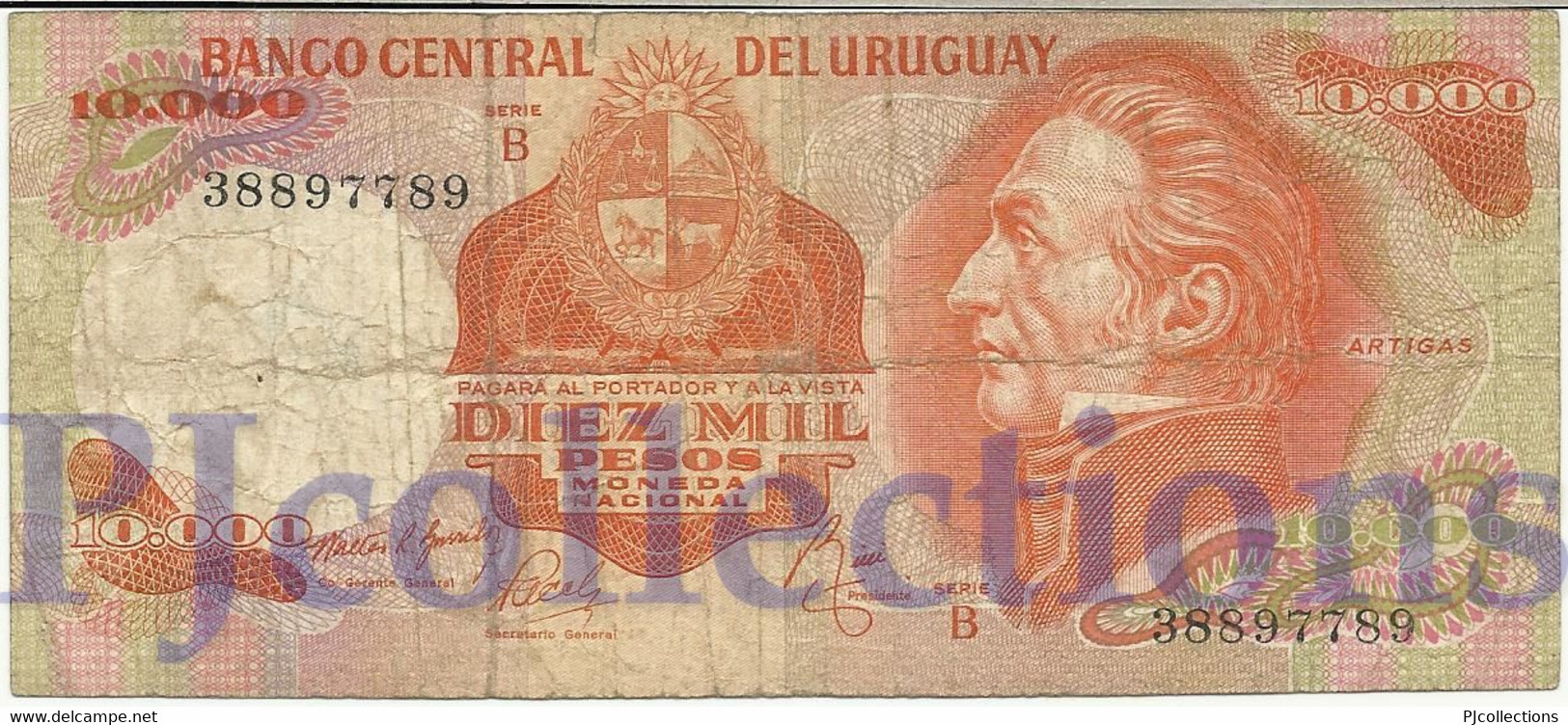 URUGUAY 10000 PESOS 1974 PICK 53b FINE - Uruguay