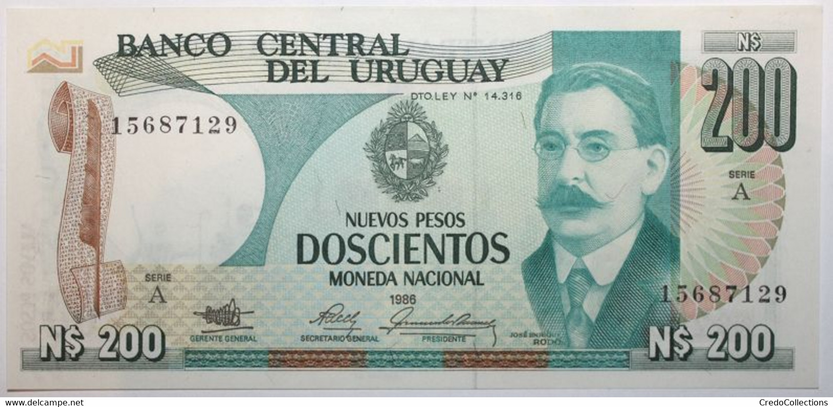 Uruguay - 200 Nuevos Pesos - 1986 - PICK 66a - NEUF - Uruguay