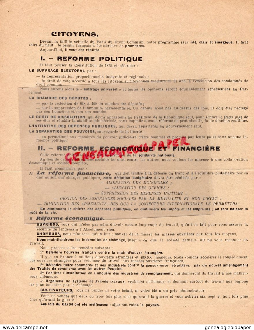 87-LIMOGES-LETTRE POLITIQUE ELECTIONS LEGISLATIVES 1936-SOCIALISTE -SOCIALISME GUY CHARRIERE AVOCAT COUR APPEL- - Historische Dokumente