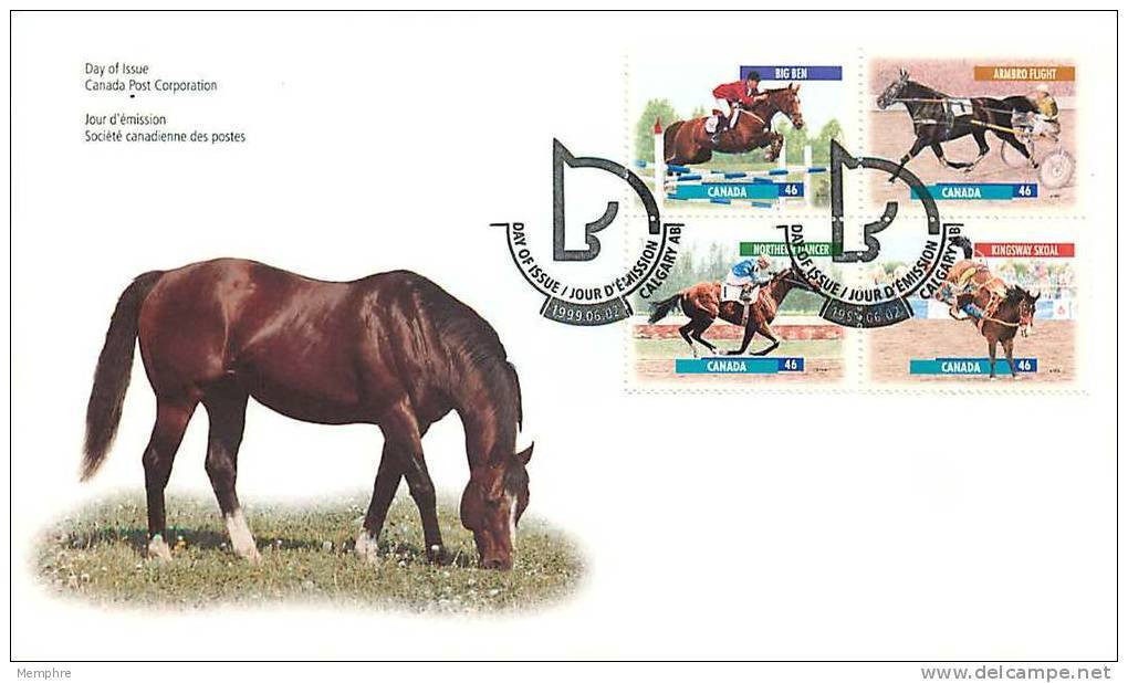 1999   Racing Horses Sc1791-4  Block Of 4 Different - 1991-2000