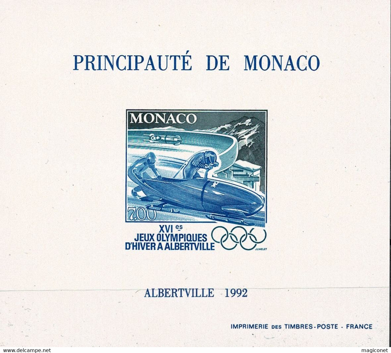 Monaco 1992 - Bloc Special - Y&T N°17A** Non Dentelé - Jeux Olympiques Albertville - Années Complètes