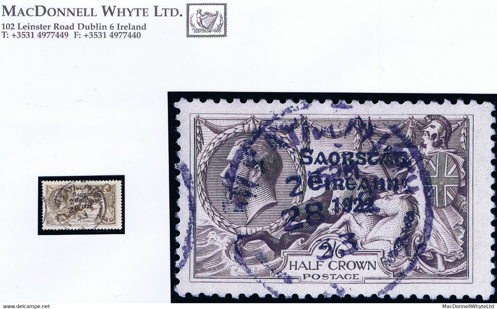 Ireland 1927-28 Narrow Date Saorstat Ovpt On Seahorse 2s 6d Brown Used 1933 Cds, Characteristic Of The Composite Setting - Nuovi
