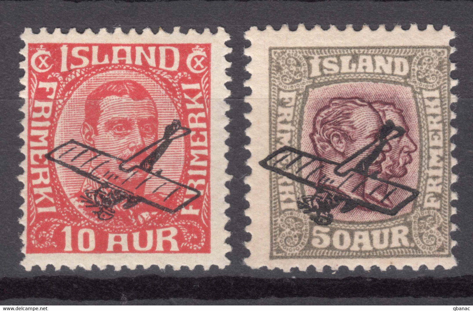 Iceland Island Ijsland 1928 First Airmail Mi#122-123 Mint Hinged - Neufs