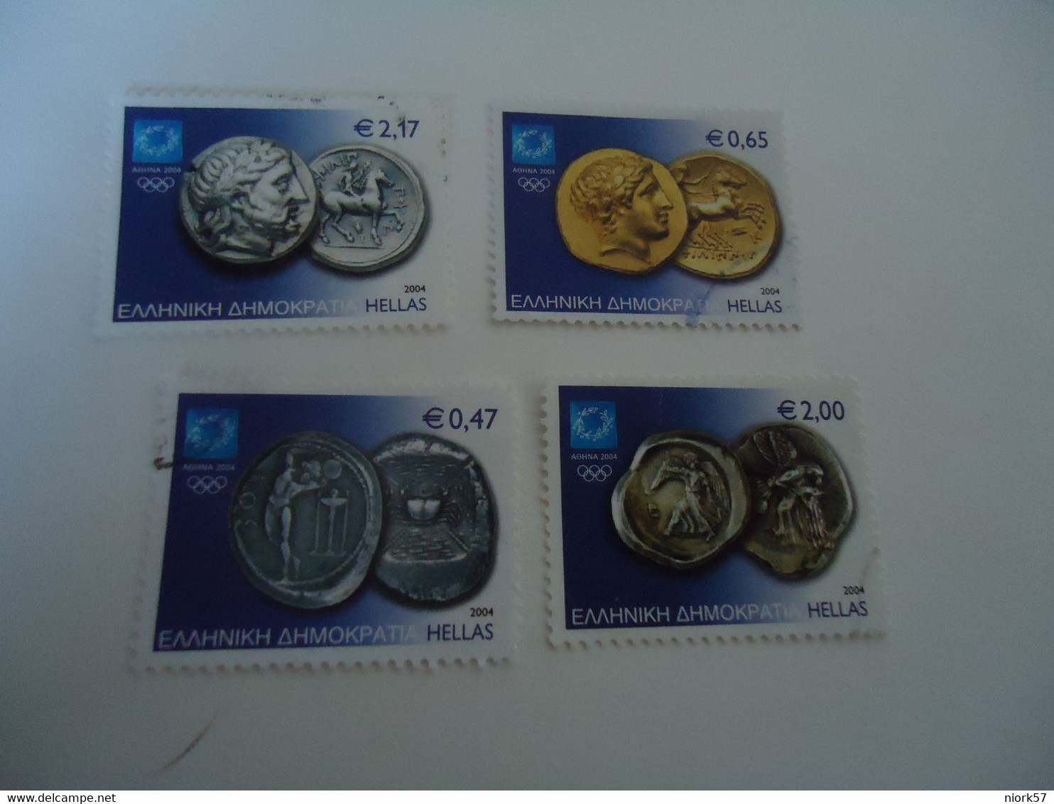 GREECE USED STAMPS  SET  2004 OLYMPIC GAMES  ATHENS   COINS ATHLETES - Estate 2004: Atene - Paralympic