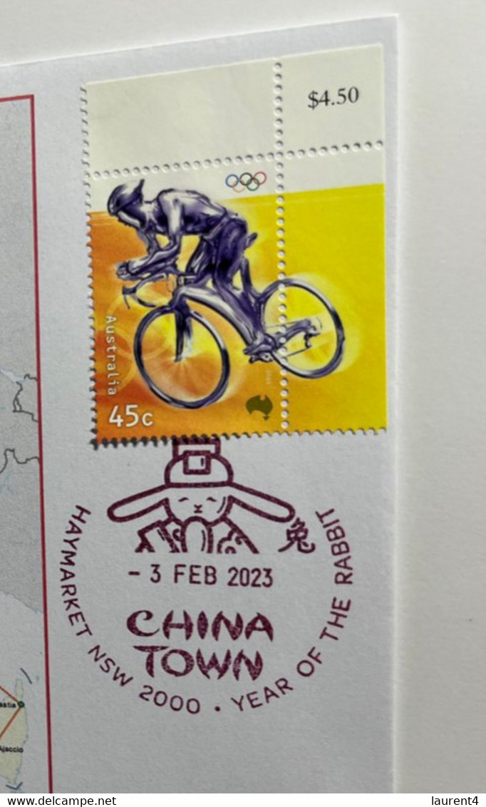 (2 Oø 50 A) 2024 Olympic Flame With Depart From Marseille (Proposed Itirenary Of Flame) (Cycling Stamp) 3-2-2023 - Sommer 2024: Paris