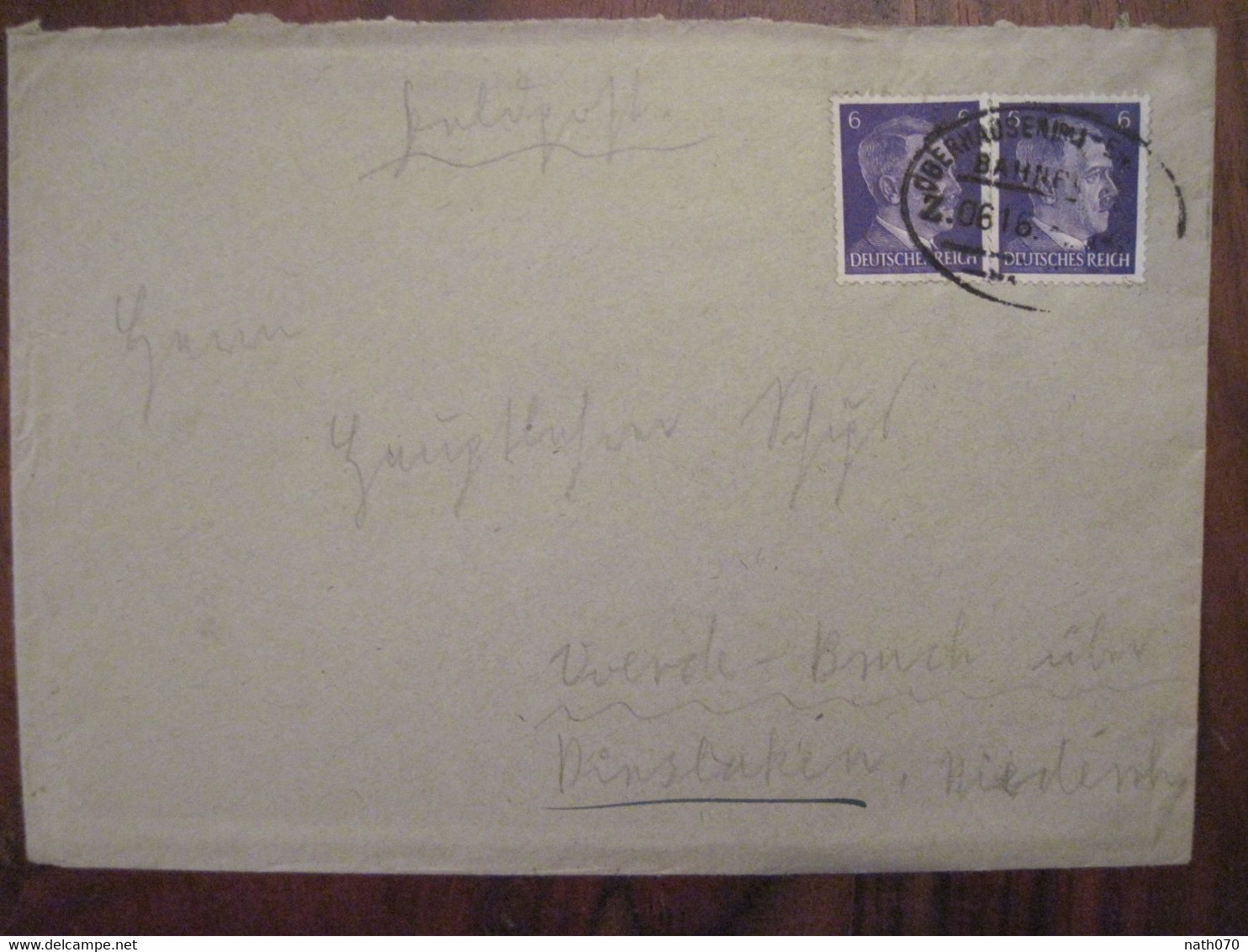 1940's Zug 0616 Oberhausen Dt Reich Allemagne Cover Bahnpost - Lettres & Documents