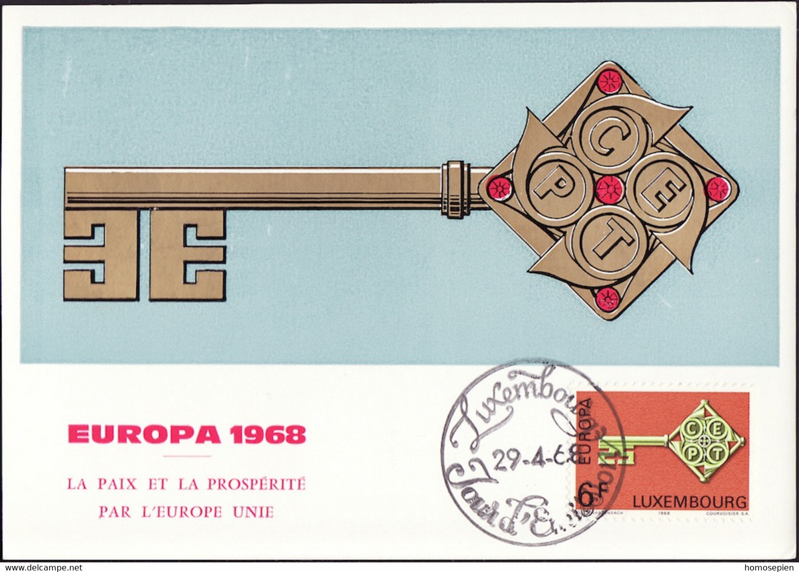 Luxembourg - Luxemburg CM 1968 Y&T N°725 - Michel N°MK772 - 6f EUROPA - Maximumkaarten