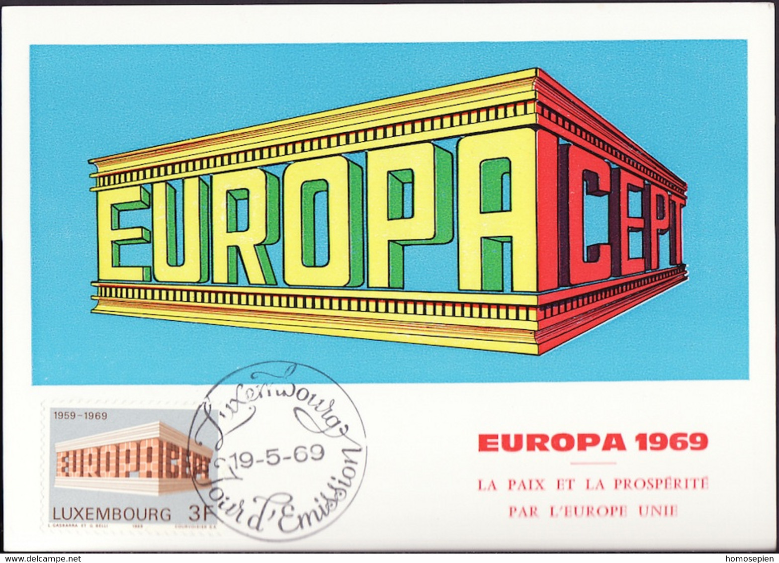 Luxembourg - Luxemburg CM 1969 Y&T N°738 - Michel N°MK788 - 3f EUROPA - Maximumkaarten