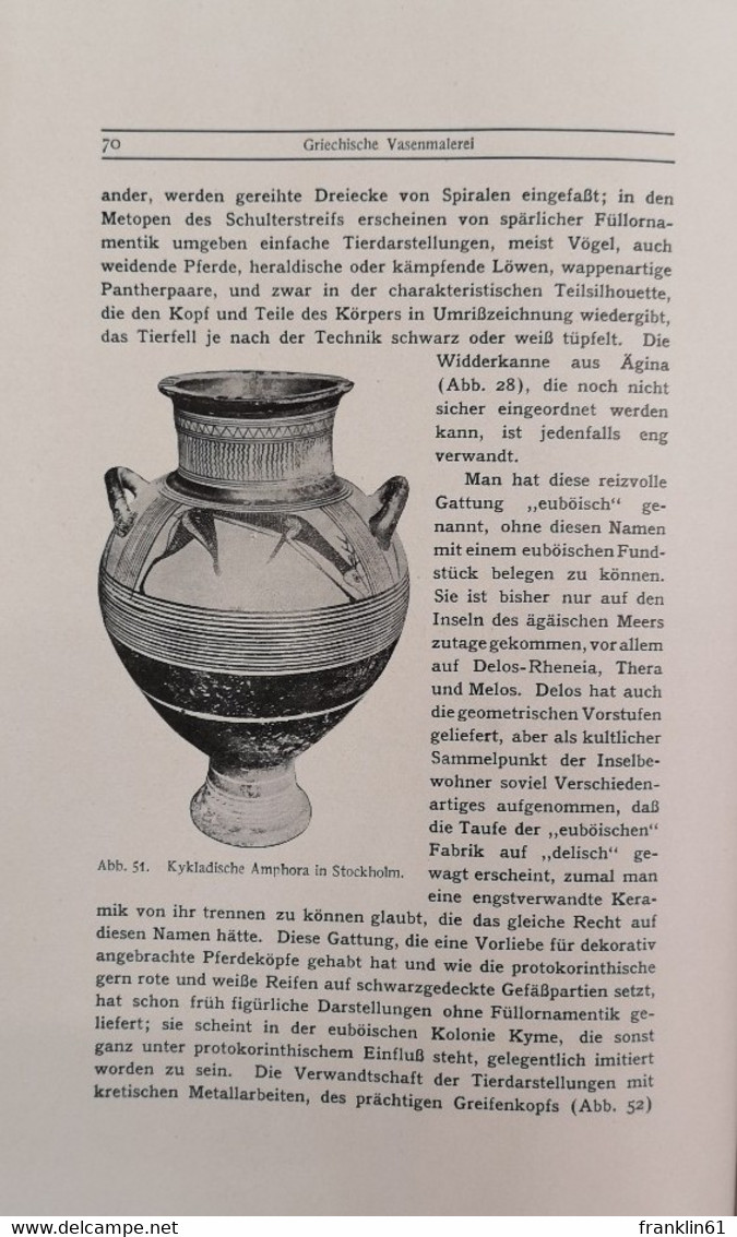 Griechische Vasenmalerei. Mit 163 Abbildungen. - Archäologie