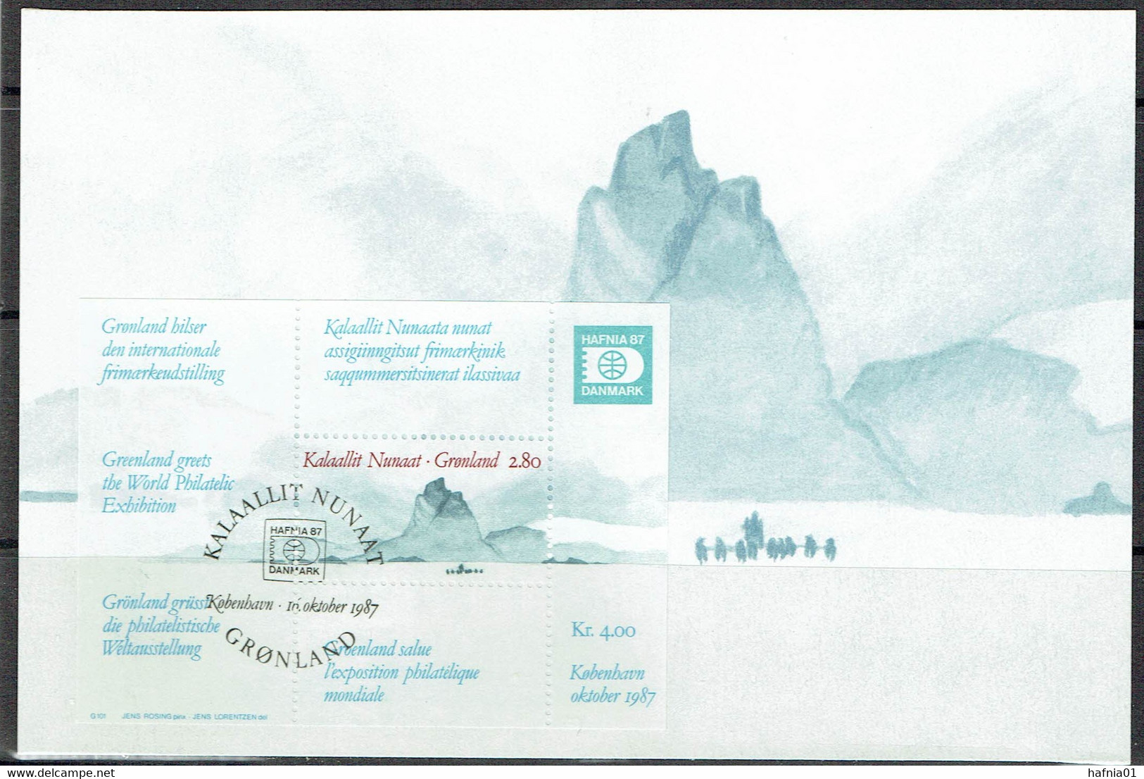 Greenland 1987.  Maxi Card. Michel Bl. 2.  Special Cancel.. - Maximumkarten (MC)