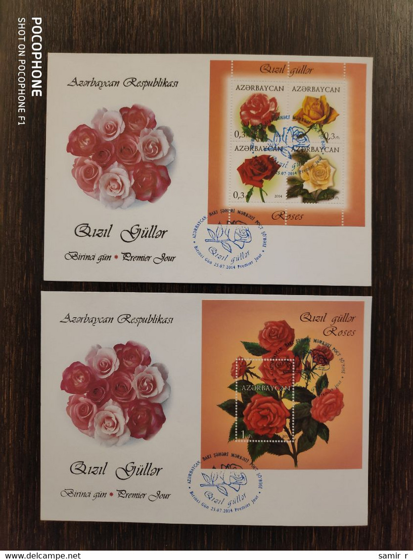 2014 FDC Azerbaijan Flowers Roses - Azerbaïjan