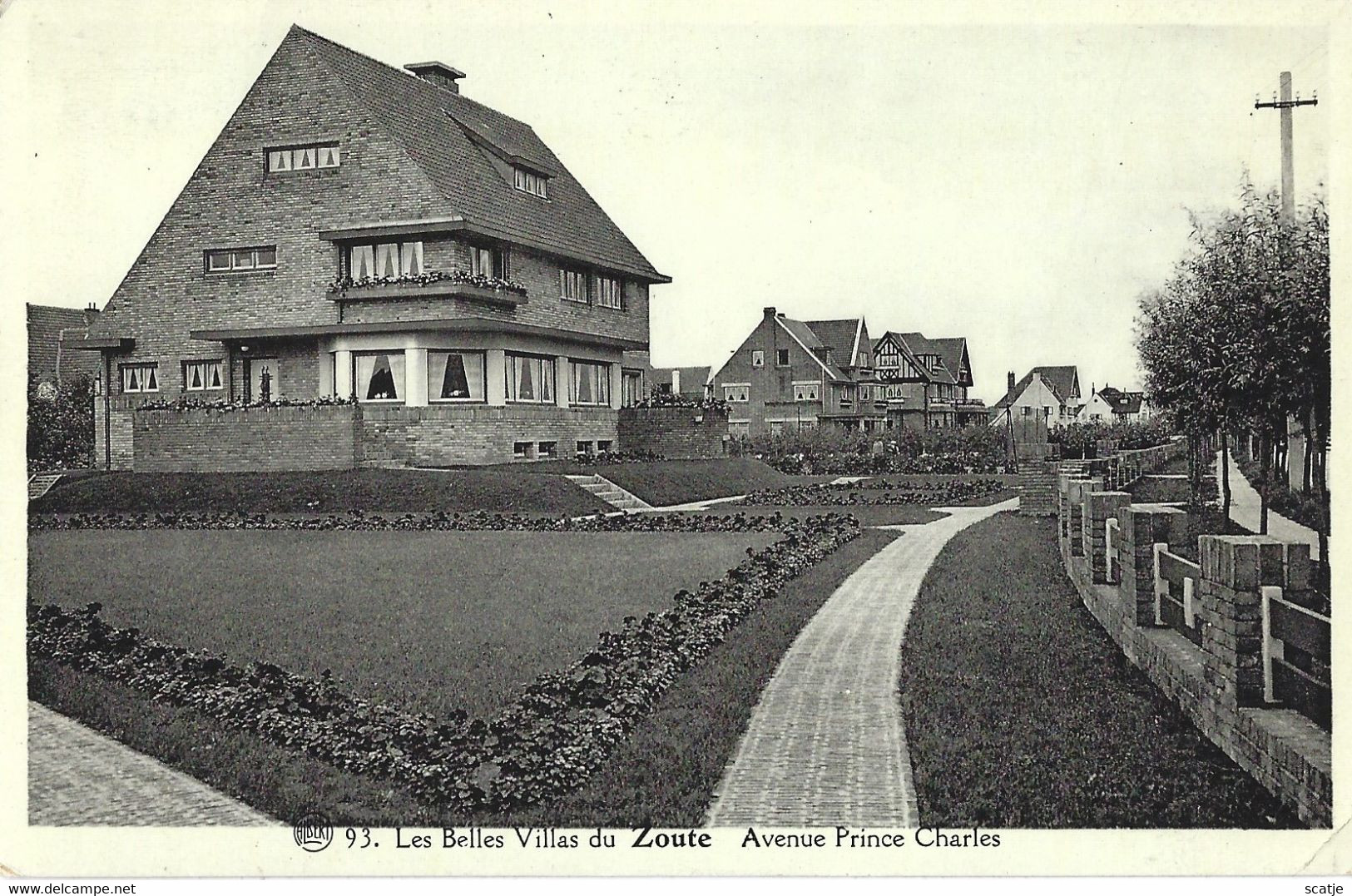 Zoute.   -   Les Belles Villas   -   Avenue Prince Charles.   -   Prachtige Kaart!  1939   Naar   Wolverthem - Knokke