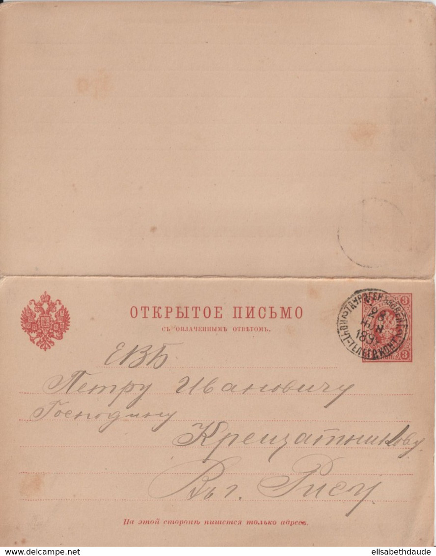 1892 - RUSSIE - CP ENTIER POSTAL Avec REPONSE PAYEE Mi.P15 - VOIR OBLITERATION  !! - Postwaardestukken
