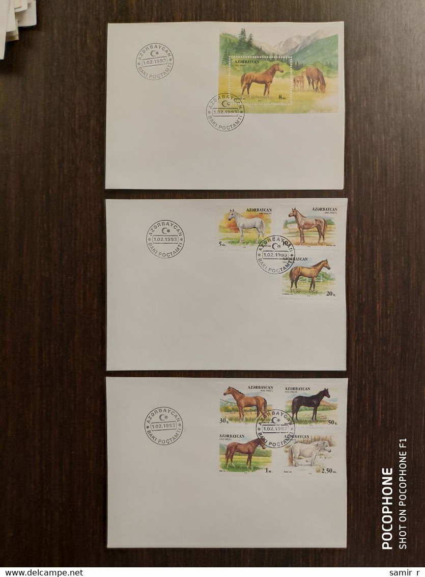 1993 FDC Azerbaijan Horses - Azerbaigian